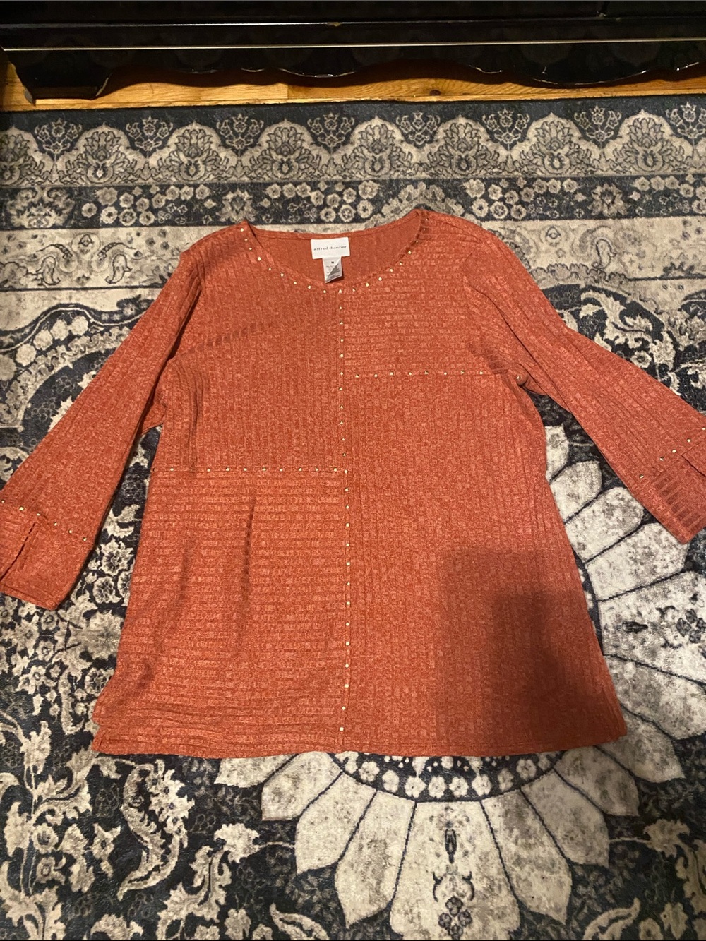 Embellished Rust Knit Women's Sweater